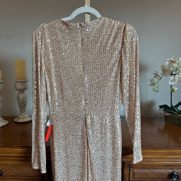 Mac Duggal Ieena Sequin Knotted Midi Dress Rose Gold Size 8 NWT - Picture 10 of 11